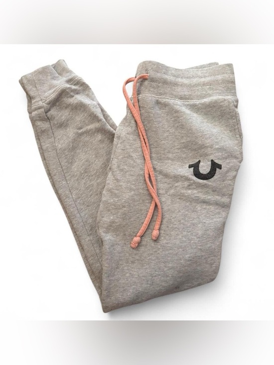True Religion Pants - True Religion Gray Joggers with Pink Drawstring